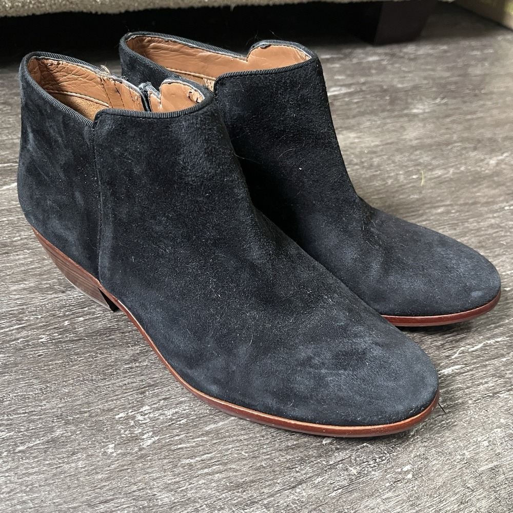 Sam Edelman  Women's Black Suede Ankle Booties W/Zipper Size 8‎
